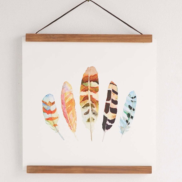 NWOT Urban Outfitters Wooden Dowel Print Holder with Leather Hanger - Picture 3 of 6